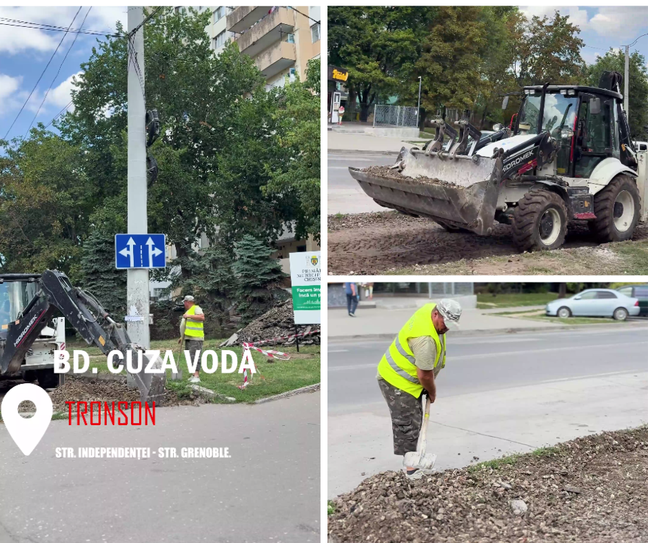 Pe bd. Cuza-Vodă continuă proiectul de reabilitare a trotuarelor