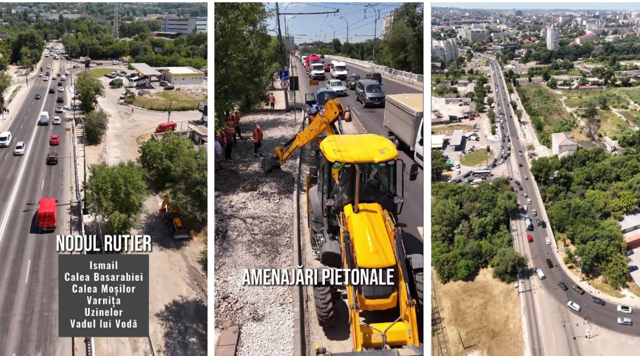 Continuă lucrările de reorganizare a nodului rutier din str. Ismail